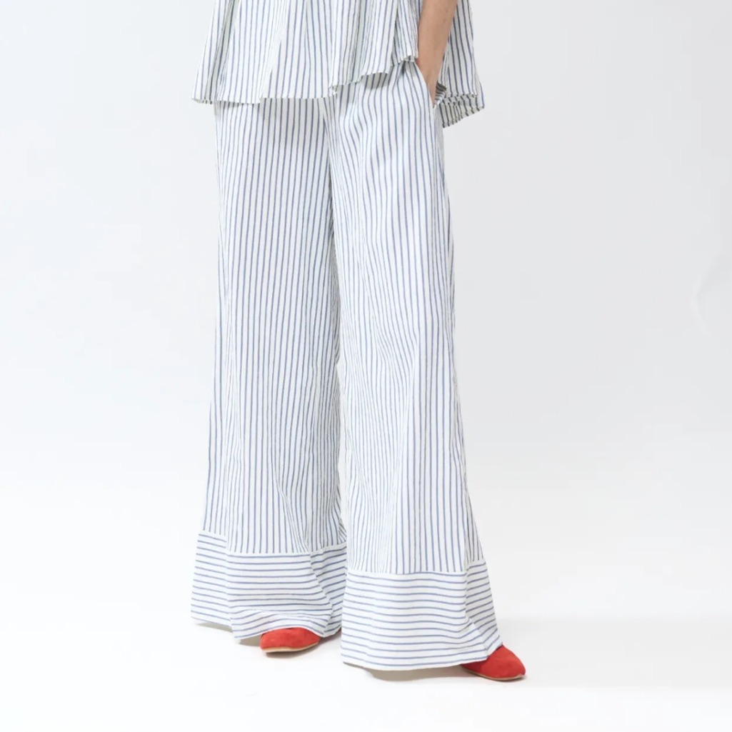 From Paris Boutique Fashion Striped Women's Wide Leg Pants